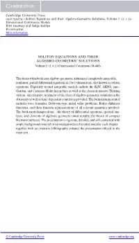 Soliton Equations and Their Algebro-Geometric Solutions, Volume I: (1 + 1)- Dimensional Continuous Models Fritz Gesztesy and Helge Holden Frontmatter More Information