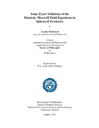 Some Exact Solutions of the Einstein–Maxwell Field Equations in Spherical Geometry