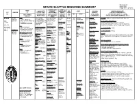 Space Shuttle Missions Summary