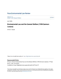 Environmental Law and the General Welfare (1998 Garrison Lecture)