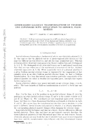 Generalized Galilean Transformations of Tensors and Cotensors with Application to General Fluid Motion