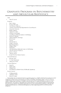 Graduate Program in Biochemistry and Molecular Biophysics 1