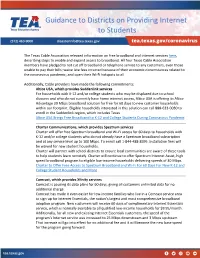 Guidance to Districts on Providing Internet to Students