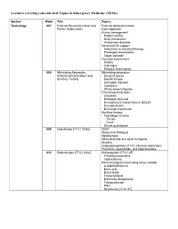 Lectures Covering Concentrated Topics in Emergency Medicine (Tems)