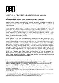 Resolution on the State of Freedom of Expression in Crimea
