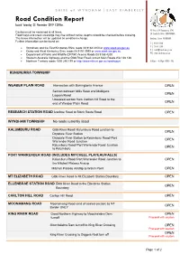 Road Condition Report Issued Saturday 23 November 2019 1250Hrs
