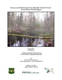 Surveys & Monitoring for the Hiawatha National Forest Vernal Pools