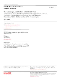 The Landscape Architecture of Frederick Todd / Frederick G