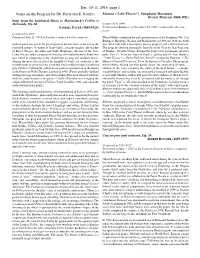 Dec. 10-11, 2016, Page 1 Notes on the Program by Dr. Richard E