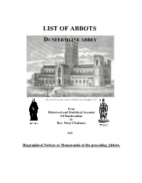 List of Abbots of Dunfermline