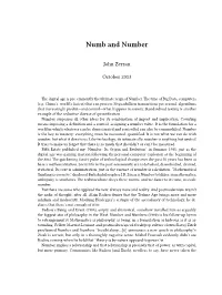 Numb and Number