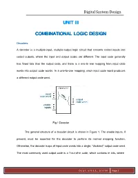 Unit Iii Combinational Logic Design