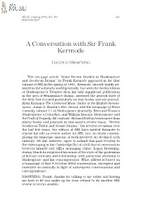 A Conversation with Sir Frank Kermode