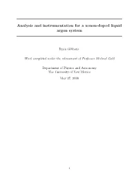 Analysis and Instrumentation for a Xenon-Doped Liquid Argon System