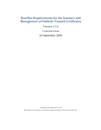 Baseline Requirements for the Issuance and Management of Publicly-Trusted Certificates Version 1.7.2