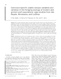 Carnivore-Specific Stable Isotope Variables and Variation in The