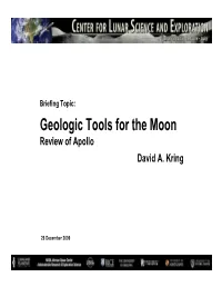 Geologic Tools for the Moon Review of Apollo David A