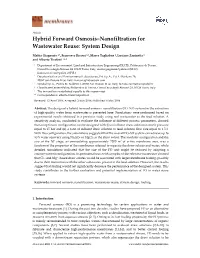 Hybrid Forward Osmosis–Nanofiltration for Wastewater Reuse: System Design