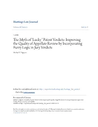 Patent Verdicts: Improving the Quality of Appellate Review by Incorporating Fuzzy Logic in Jury Verdicts Michael T