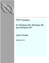 PGP Freeware for Windows 95, Windows 98, and Windows NT