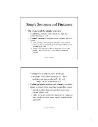 Simple Sentences and Finiteness