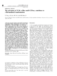 The Activation of TC10, a Rho Small Gtpase, Contributes to V-Rel-Mediated Transformation