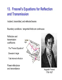 13. Fresnel's Equations for Reflection and Transmission