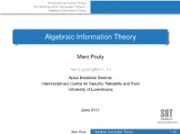 Algebraic Information Theory