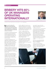 Bribery Hits 85% of Uk Managers Operating Internationally Professor Andrew Kakabadse