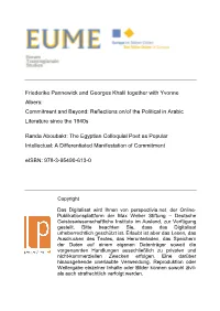 Commitment and Beyond: Reflections On/Of the Political in Arabic Literature Since the 1940S