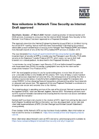 New Milestone in Network Time Security As Internet Draft Approved