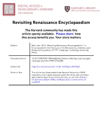 Revisiting Renaissance Encyclopaedism