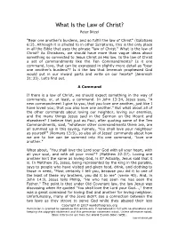 What Is the Law of Christ? Peter Ditzel