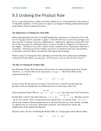 9.3 Undoing the Product Rule