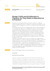 Design, Crafts and Architecture in Flanders. Do They Relate In
