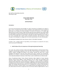 FOCAL POINTS MEETING Summary Report