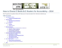How to Choose E-Books & E-Readers for Accessibility – 2014