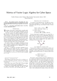 Metrics of Vector Logic Algebra for Cyber Space