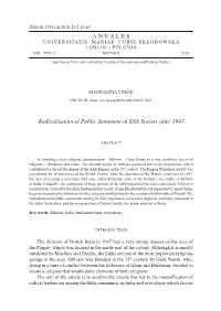 Radicalization of Public Sentiment in Sikh Society After 1947