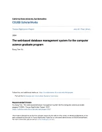 The Web-Based Database Management System for the Computer Science Graduate Program