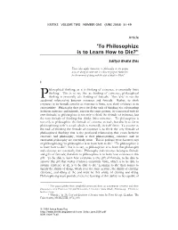 To Philosophize Is to Learn How to Die?’1