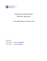 WFD Programme Completion Report for the 2012-2015 Funding Period