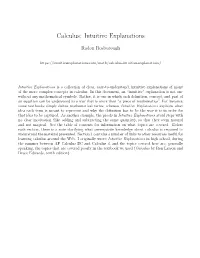 Calculus: Intuitive Explanations