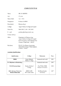 CURRICULUM VITAE Name: DR. R