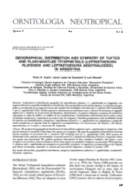 Geographical Distribution and Sympatry of Tufted and Plain-Mantled Tit-Spinetails (Leptasthenura Platensis and Leptasthenura Aegithaloides) in Argentina