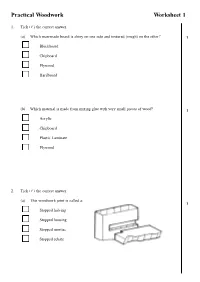 Practical Woodwork Worksheet 1