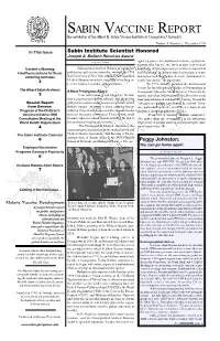 SABIN VACCINE REPORT the Newsletter of the Albert B