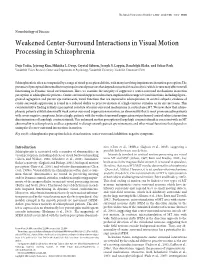 Weakened Center-Surround Interactions in Visual Motion Processing in Schizophrenia