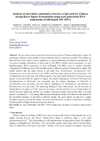 Analysis of Microbial Community Structure of Pit Mud for Chinese Strong-Flavor Liquor Fermentation Using Next Generation DNA Sequencing of Full-Length 16S Rrna
