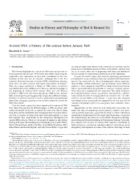 Ancient DNA: a History of the Science Before Jurassic Park